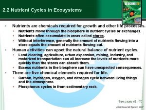 2 2 Nutrient Cycles in Ecosystems Nutrients are