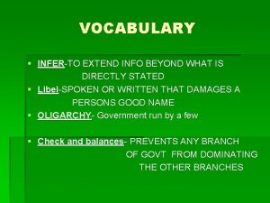 VOCABULARY INFERTO EXTEND INFO BEYOND WHAT IS DIRECTLY