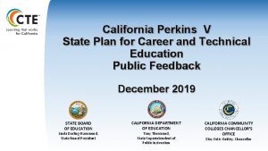 California Perkins V State Plan for Career and