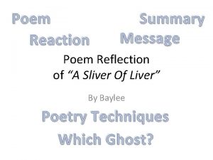 Poem Reaction Summary Message Poem Reflection of A