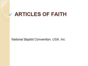 ARTICLES OF FAITH National Baptist Convention USA Inc