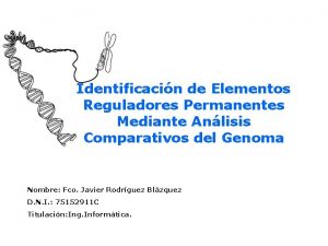 Identificacin de Elementos Reguladores Permanentes Mediante Anlisis Comparativos