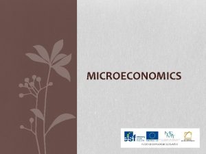 MICROECONOMICS DEFINITION Microeconomics a branch of economics that