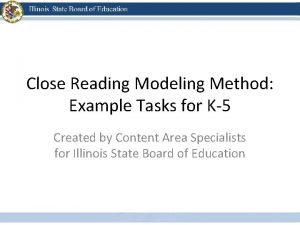 Close Reading Modeling Method Example Tasks for K5