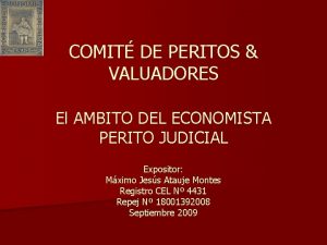 COMIT DE PERITOS VALUADORES El AMBITO DEL ECONOMISTA