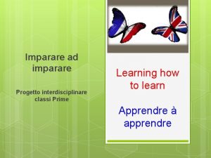 Imparare ad imparare Progetto interdisciplinare classi Prime Learning