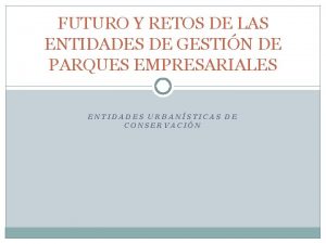 FUTURO Y RETOS DE LAS ENTIDADES DE GESTIN