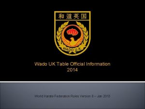 Wado UK Table Official Information 2014 World Karate