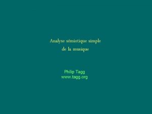 Analyse smiotique simple de la musique Philip Tagg