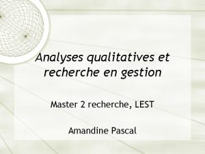 Analyses qualitatives et recherche en gestion Master 2