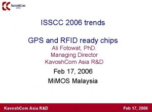 ISSCC 2006 trends GPS and RFID ready chips