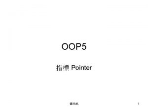 OOP 5 Pointer 1 Pointer int a 88