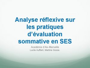 Analyse rflexive sur les pratiques dvaluation sommative en