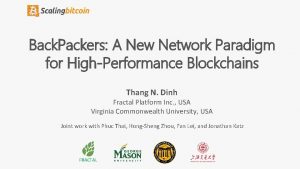 Back Packers A New Network Paradigm for HighPerformance