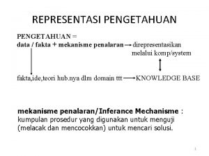 REPRESENTASI PENGETAHUAN data fakta mekanisme penalaran fakta ide