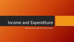 Income and Expenditure National Income and Price Determinates