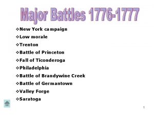 New York campaign Low morale Trenton Battle of