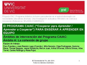 Proyecto PAC Programa didctico inclusivo para atender en