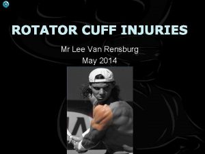 ROTATOR CUFF INJURIES Mr Lee Van Rensburg May