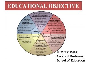 EDUCATIONAL OBJECTIVE SUMIT KUMAR Assistant Professor School of