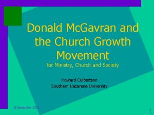Donald Mc Gavran and the Church Growth Movement
