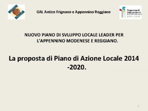 GAL Antico Frignano e Appennino Reggiano NUOVO PIANO