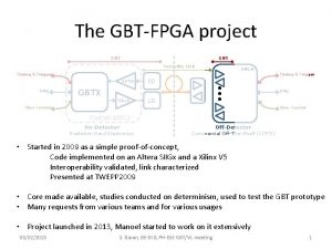 The GBTFPGA project GBT Versatile Link FPGA Timing