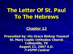 The Letter Of St Paul To The Hebrews