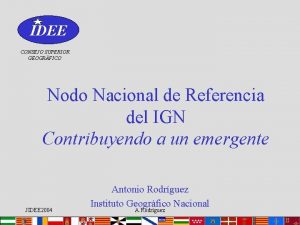 IDEE CONSEJO SUPERIOR GEOGRFICO Nodo Nacional de Referencia