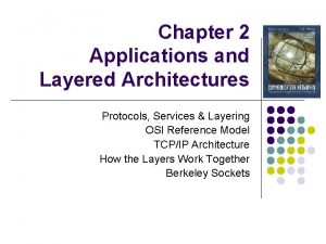 Chapter 2 Applications and Layered Architectures Protocols Services
