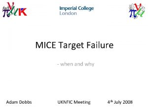 MICE Target Failure when and why Adam Dobbs