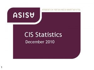 CIS Statistics December 2010 1 CIS Statistics December