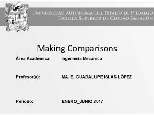 Making Comparisons rea Acadmica Ingeniera Mecnica Profesora MA