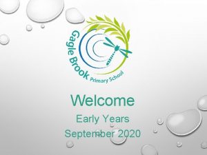 Welcome Early Years September 2020 THE EARLY YEARS