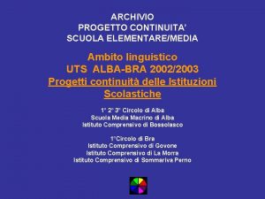 ARCHIVIO PROGETTO CONTINUITA SCUOLA ELEMENTAREMEDIA Ambito linguistico UTS