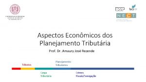 Aspectos Econmicos dos Planejamento Tributria Prof Dr Amaury