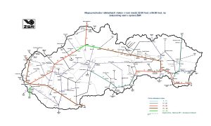 Mapa prechodov nkladnch vlakov v noci medzi 22