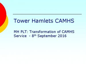 Tower Hamlets CAMHS MH PLT Transformation of CAMHS