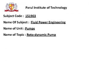 Parul Institute of Technology Subject Code 151903 Name