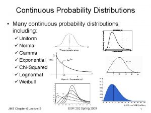 Continuous Probability Distributions Many continuous probability distributions including