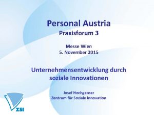 Personal Austria Praxisforum 3 Messe Wien 5 November