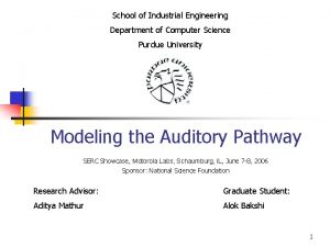 School of Industrial Engineering Department of Computer Science