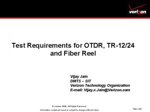 Test Requirements for OTDR TR1224 and Fiber Reel