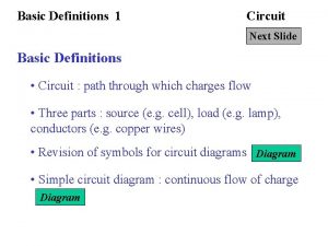 Basic Definitions 1 Circuit Next Slide Basic Definitions
