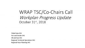WRAP TSCCoChairs Call Workplan Progress Update October 31