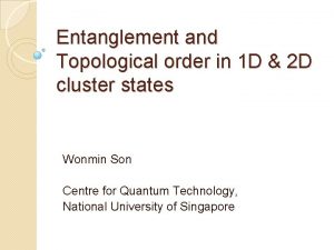 Entanglement and Topological order in 1 D 2