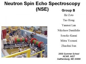 Neutron Spin Echo Spectroscopy NSE Group B Ilir