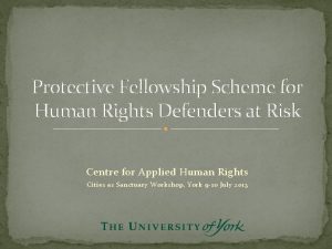 Protective Fellowship Scheme for Human Rights Defenders at