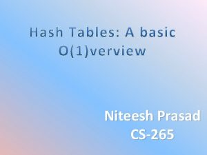 Niteesh Prasad CS265 Data structure used for mapping