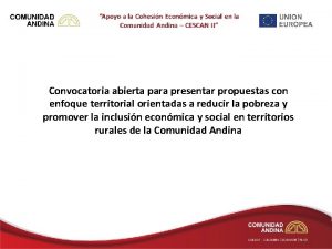 Convocatoria abierta para presentar propuestas con enfoque territorial